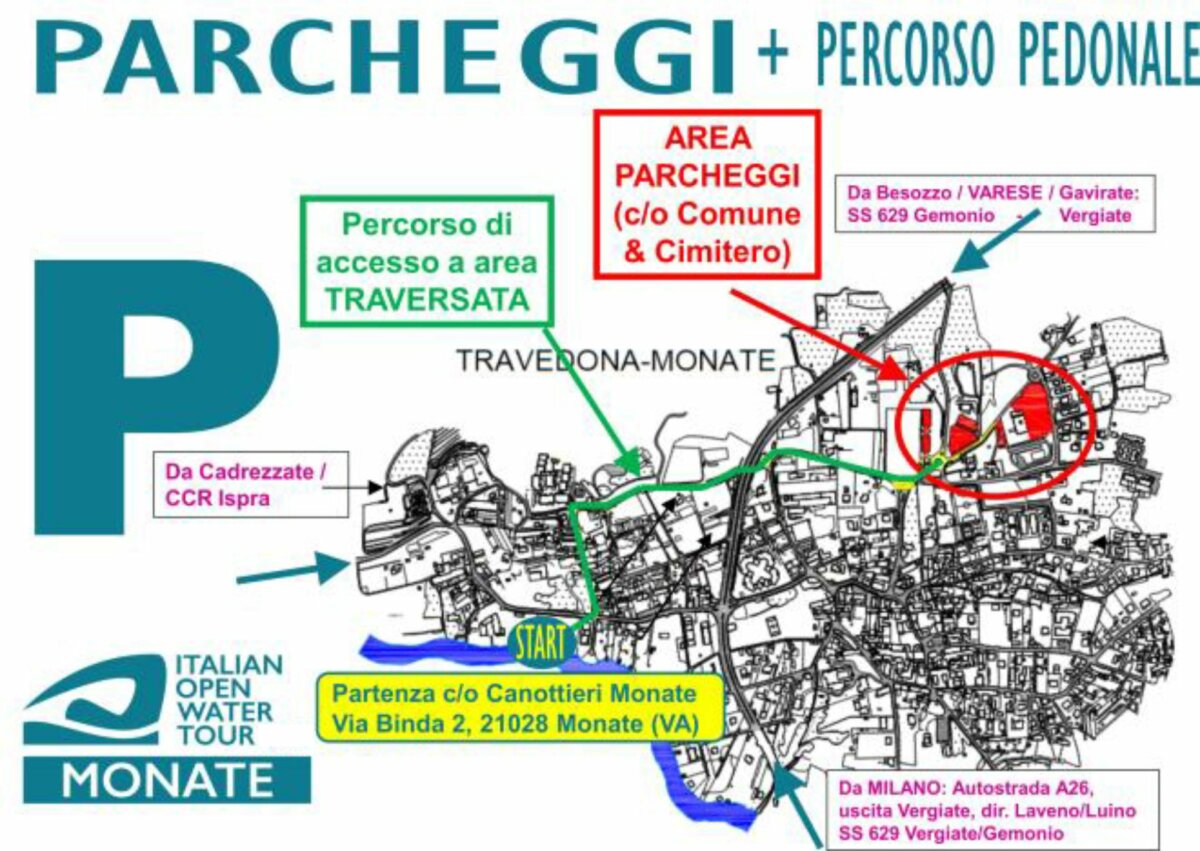 Parcheggi e percorso pedonale IOWT Monate